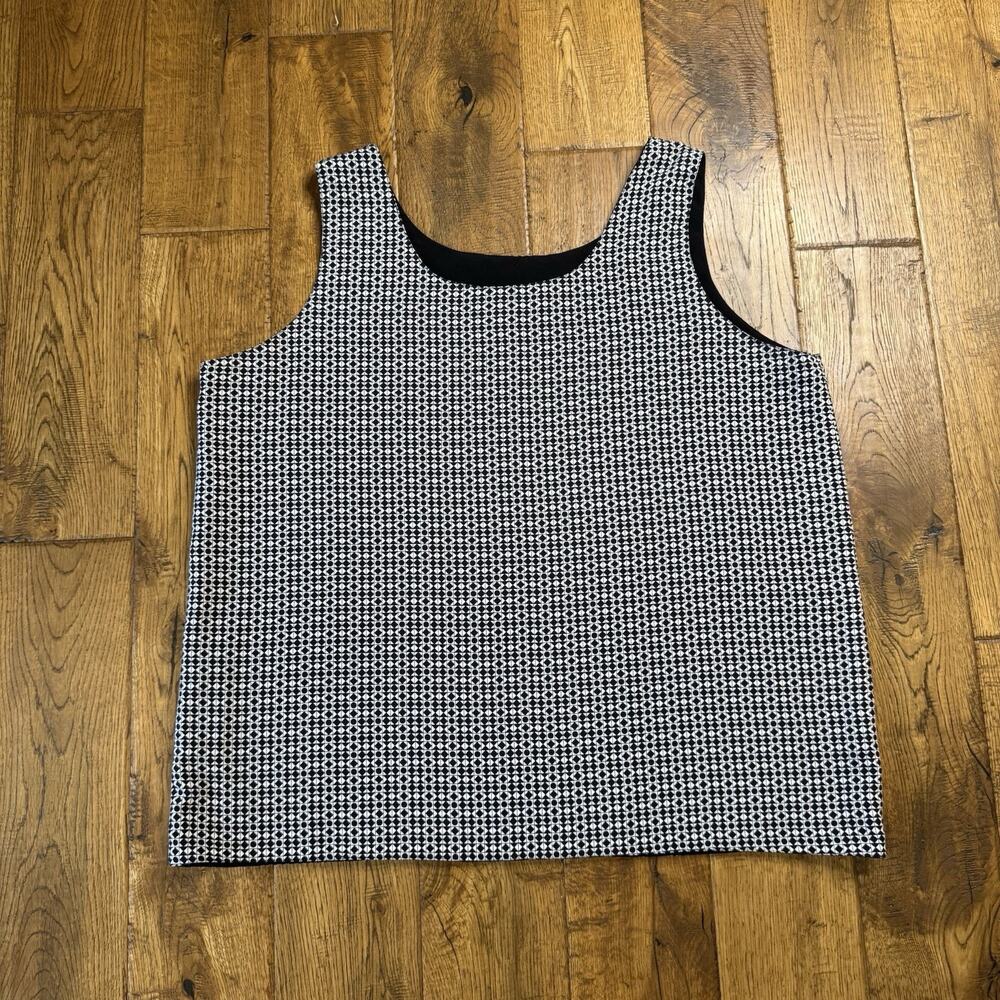 Vintage Worthington Reversible Tank Top Women XL Black White Office Base Layer